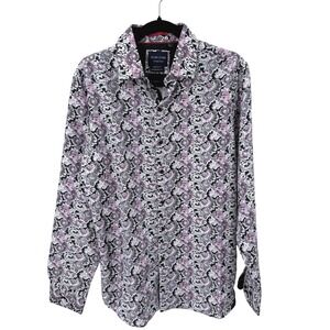 Silver‎ Stone Collection Mens Modern Fit Paisley Floral Button Down Shirt Large